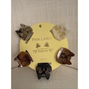 Pink Linen Cat Hair Claw Clips Medium‎ You Had Me At Meow Whimsical Tortoise 5pk